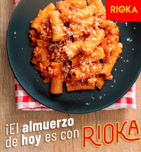 Macarrones Rioka con carne molida y salsa picante